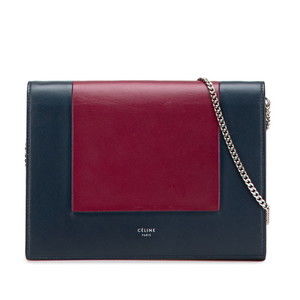 Celine Navy Evening Chain Bag Wallet Shoulder Frame Blue
